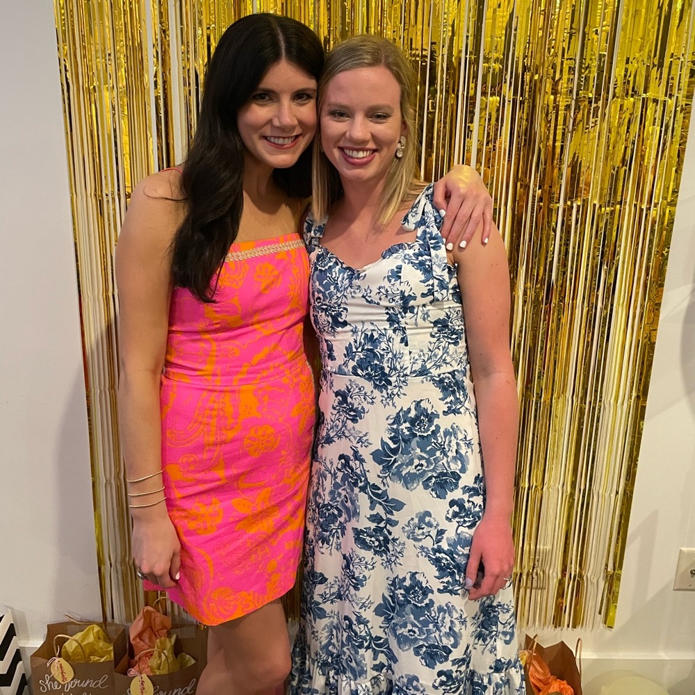 Blue and white floral dress